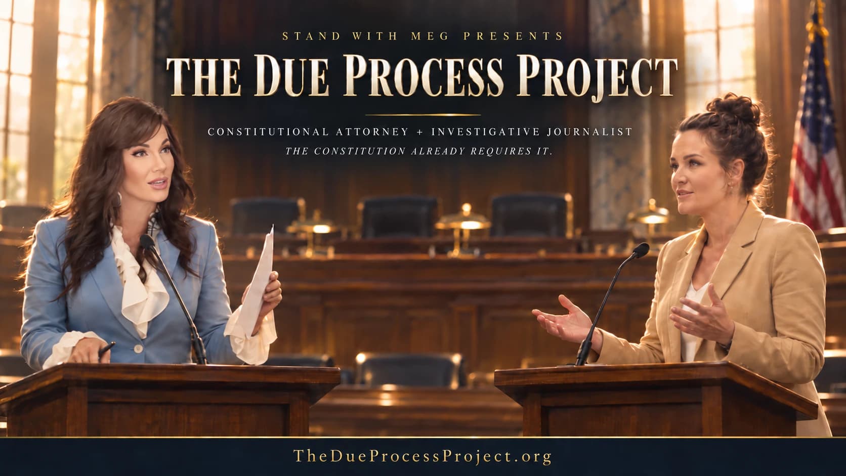 The Due Process Project campaign artwork featuring Meg and Shannon Draughon
